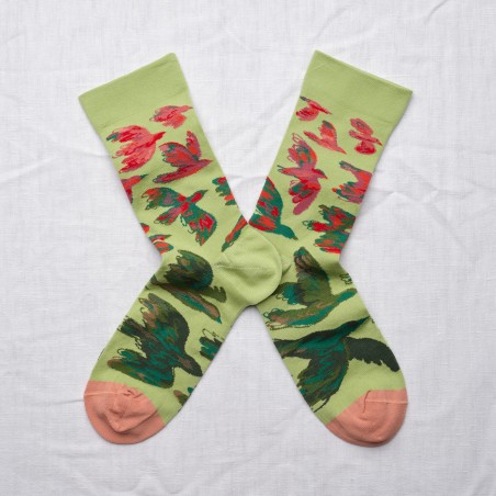 Lime bird socks